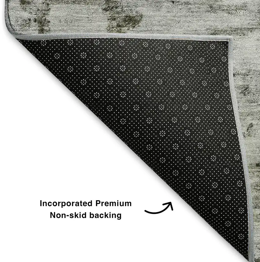 Pewter And Ivory Abstract Washable Area Rug With UV Protection Photo 6