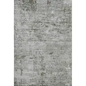 Photo of Pewter And Ivory Abstract Washable Area Rug With UV Protection