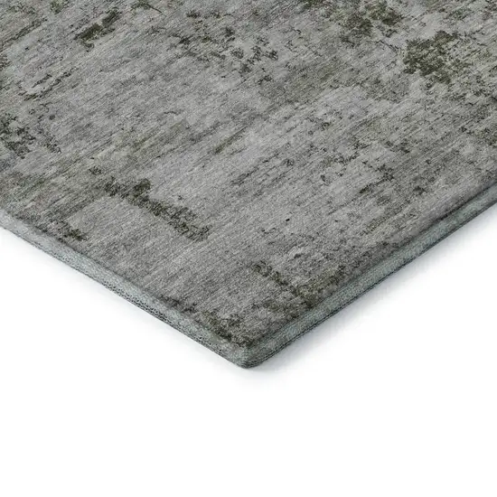 Pewter And Ivory Abstract Washable Area Rug With UV Protection Photo 7