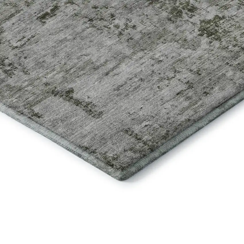 Pewter And Ivory Abstract Washable Area Rug With UV Protection Photo 7
