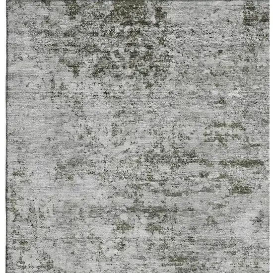 Pewter And Ivory Abstract Washable Area Rug With UV Protection Photo 2