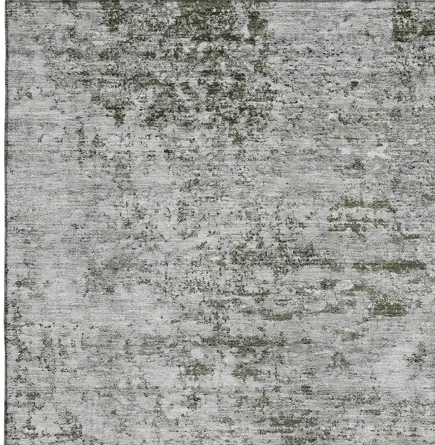 Pewter And Ivory Abstract Washable Area Rug With UV Protection Photo 2