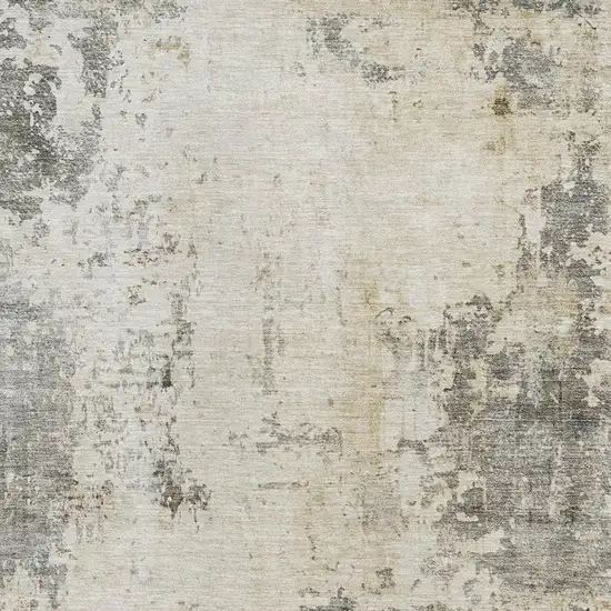 Pewter And Ivory Abstract Washable Area Rug With UV Protection Photo 3