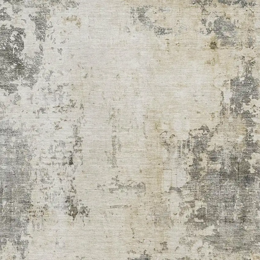 Pewter And Ivory Abstract Washable Area Rug With UV Protection Photo 3