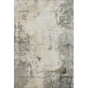 Photo of Pewter And Ivory Abstract Washable Area Rug With UV Protection
