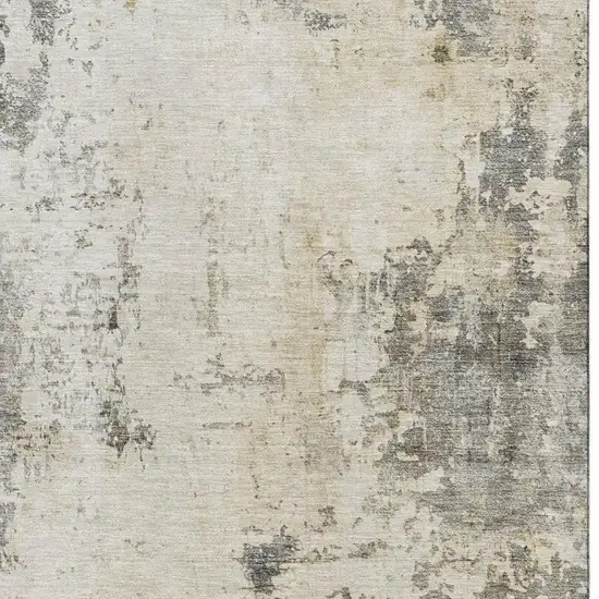 Pewter And Ivory Abstract Washable Area Rug With UV Protection Photo 3