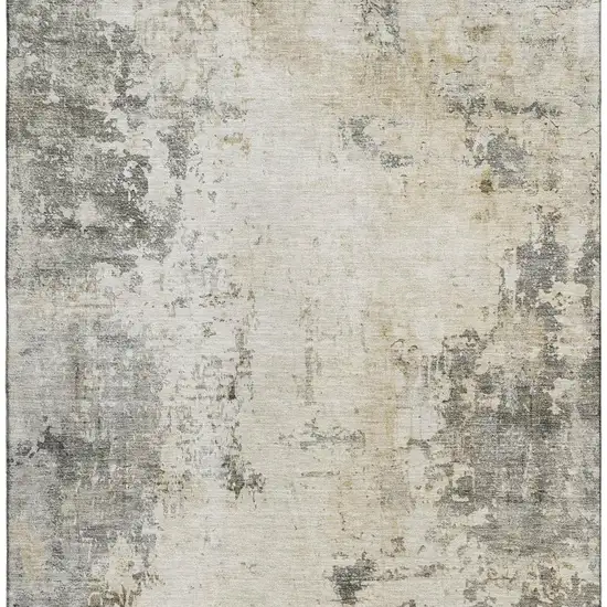 Pewter And Ivory Abstract Washable Area Rug With UV Protection Photo 4