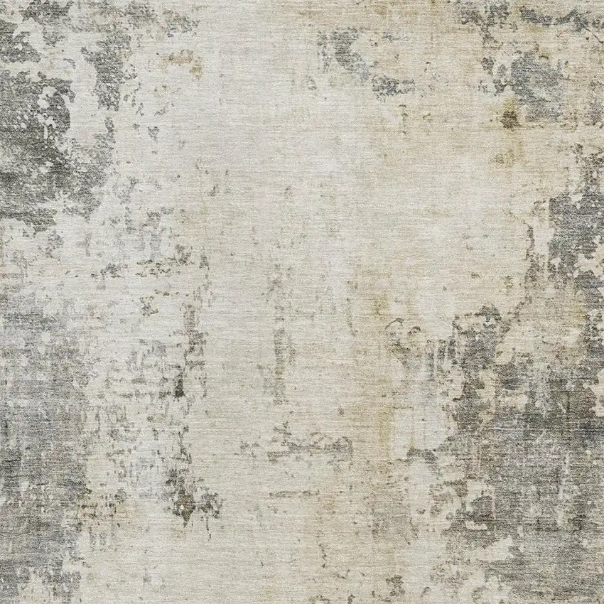 Pewter And Ivory Abstract Washable Area Rug With UV Protection Photo 3