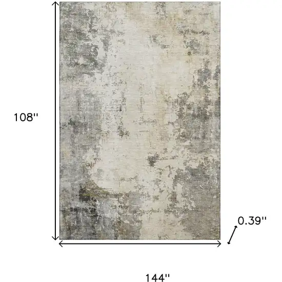 Pewter And Ivory Abstract Washable Area Rug With UV Protection Photo 8