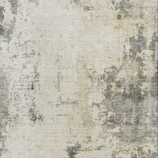 Pewter And Ivory Abstract Washable Area Rug With UV Protection Photo 3