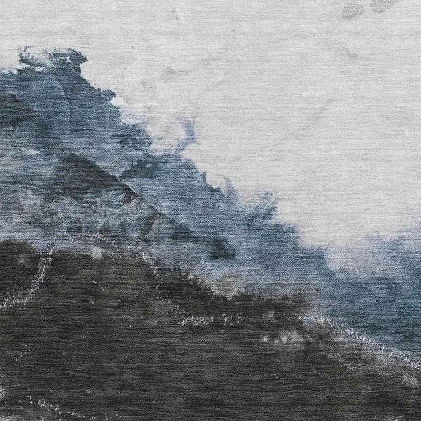 Pewter And Ivory Abstract Washable Area Rug With UV Protection Photo 3