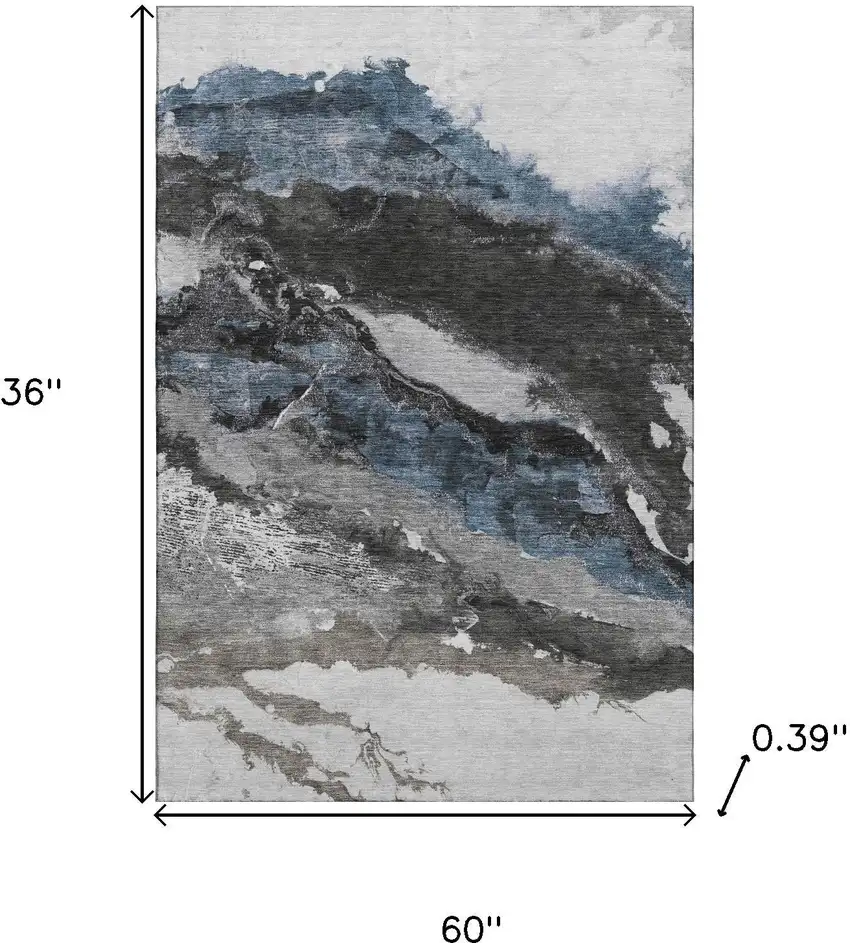 Pewter And Ivory Abstract Washable Area Rug With UV Protection Photo 9