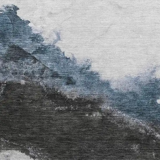 Pewter And Ivory Abstract Washable Area Rug With UV Protection Photo 3