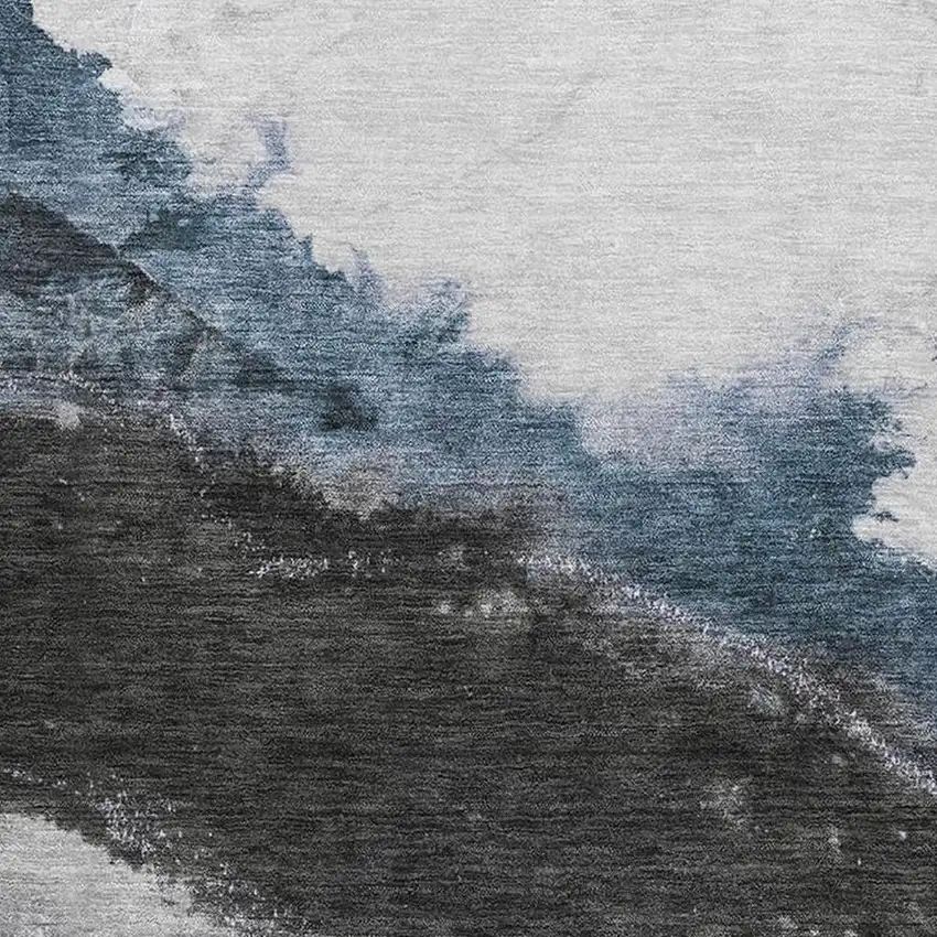 Pewter And Ivory Abstract Washable Area Rug With UV Protection Photo 3