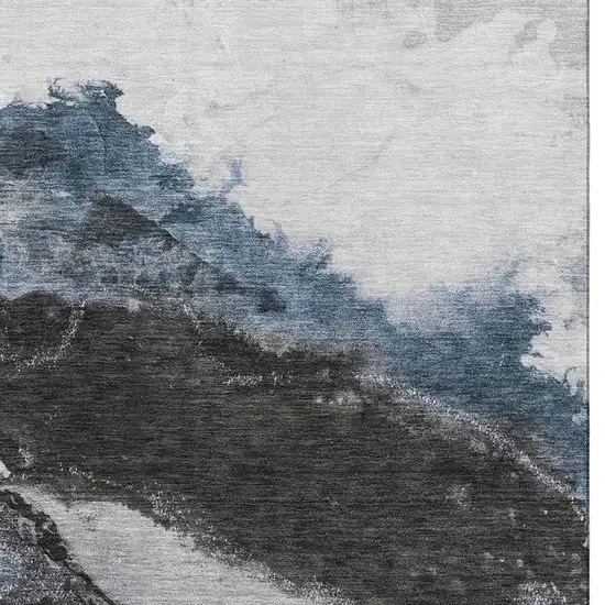 Pewter And Ivory Abstract Washable Area Rug With UV Protection Photo 3