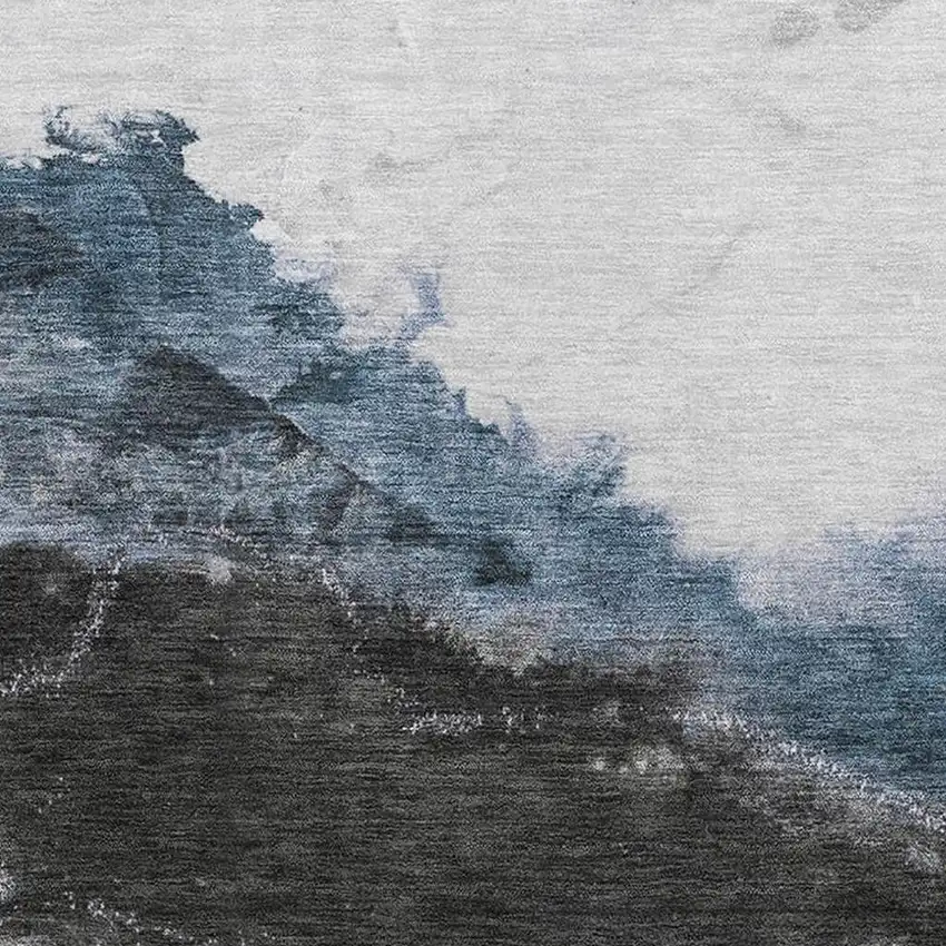 Pewter And Ivory Abstract Washable Area Rug With UV Protection Photo 3