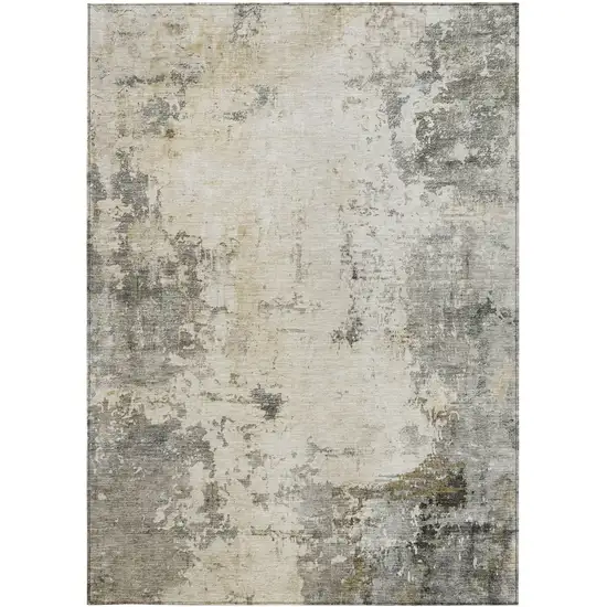 Pewter And Ivory Abstract Washable Indoor Outdoor Area Rug Photo 4