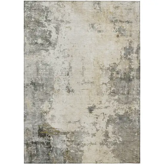 Pewter And Ivory Abstract Washable Indoor Outdoor Area Rug Photo 8