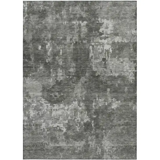 Pewter And Ivory Abstract Washable Indoor Outdoor Area Rug Photo 3