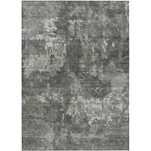 Photo of Pewter And Ivory Abstract Washable Indoor Outdoor Area Rug