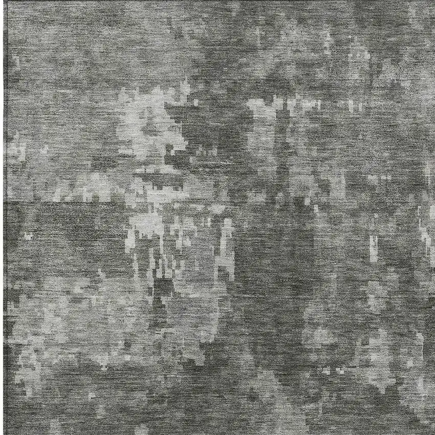 Pewter And Ivory Abstract Washable Indoor Outdoor Area Rug Photo 2