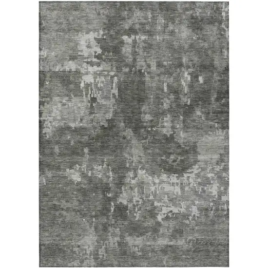 Pewter And Ivory Abstract Washable Indoor Outdoor Area Rug Photo 1