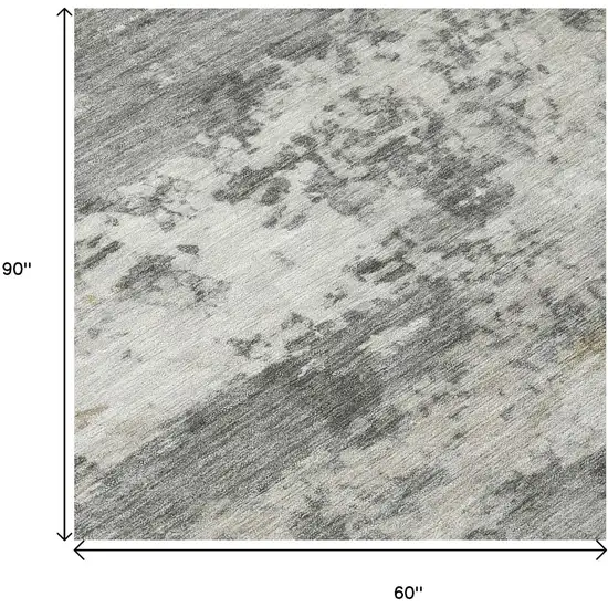 Pewter And Ivory Abstract Washable Indoor Outdoor Area Rug Photo 5