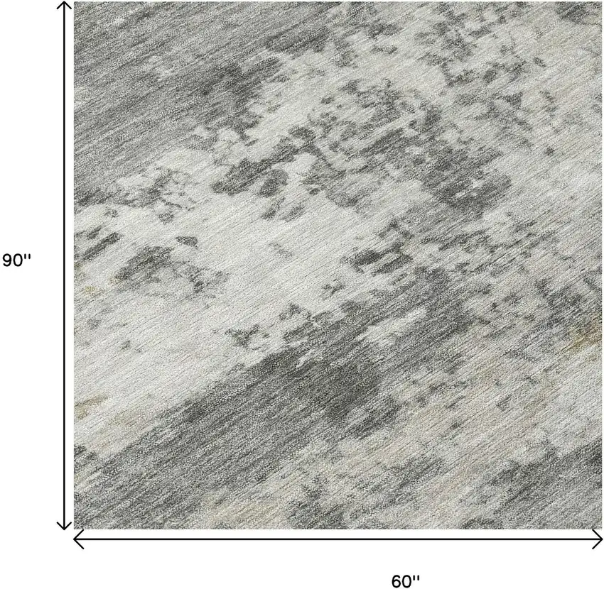 Pewter And Ivory Abstract Washable Indoor Outdoor Area Rug Photo 5