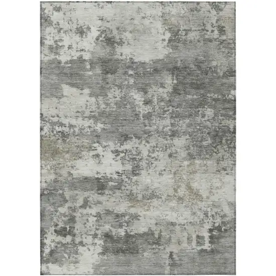 Pewter And Ivory Abstract Washable Indoor Outdoor Area Rug Photo 8