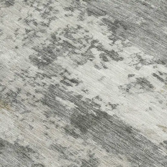 Pewter And Ivory Abstract Washable Indoor Outdoor Area Rug Photo 2