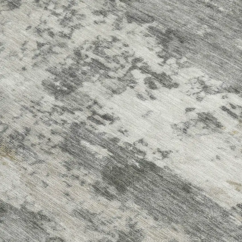 Pewter And Ivory Abstract Washable Indoor Outdoor Area Rug Photo 2