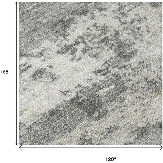 Pewter And Ivory Abstract Washable Indoor Outdoor Area Rug Photo 5
