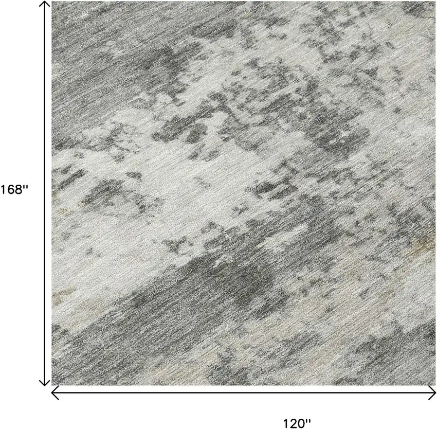 Pewter And Ivory Abstract Washable Indoor Outdoor Area Rug Photo 5