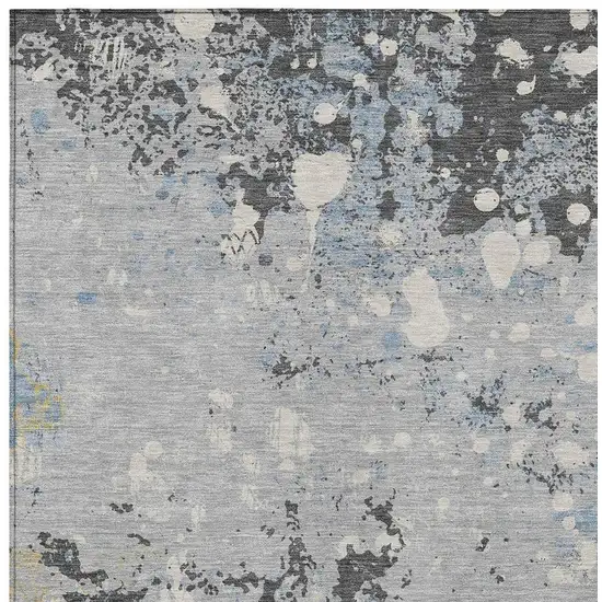 Pewter And Ivory Abstract Washable Indoor Outdoor Area Rug Photo 3