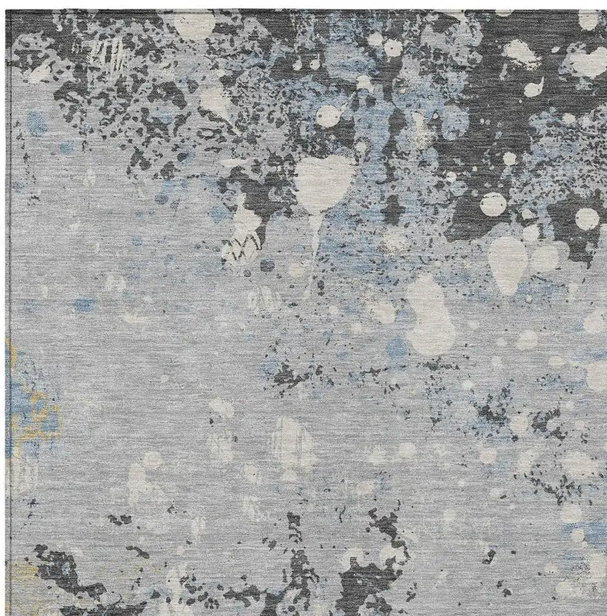 Pewter And Ivory Abstract Washable Indoor Outdoor Area Rug Photo 3