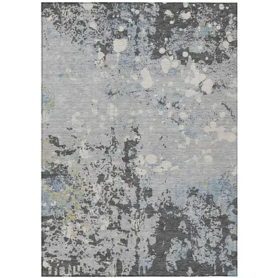 Pewter And Ivory Abstract Washable Indoor Outdoor Area Rug Photo 2