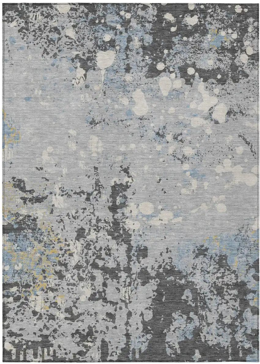 Pewter And Ivory Abstract Washable Indoor Outdoor Area Rug Photo 2