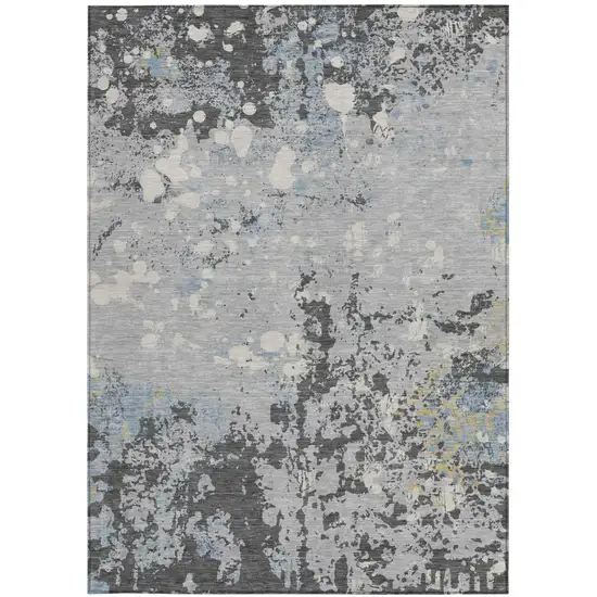 Pewter And Ivory Abstract Washable Indoor Outdoor Area Rug Photo 3
