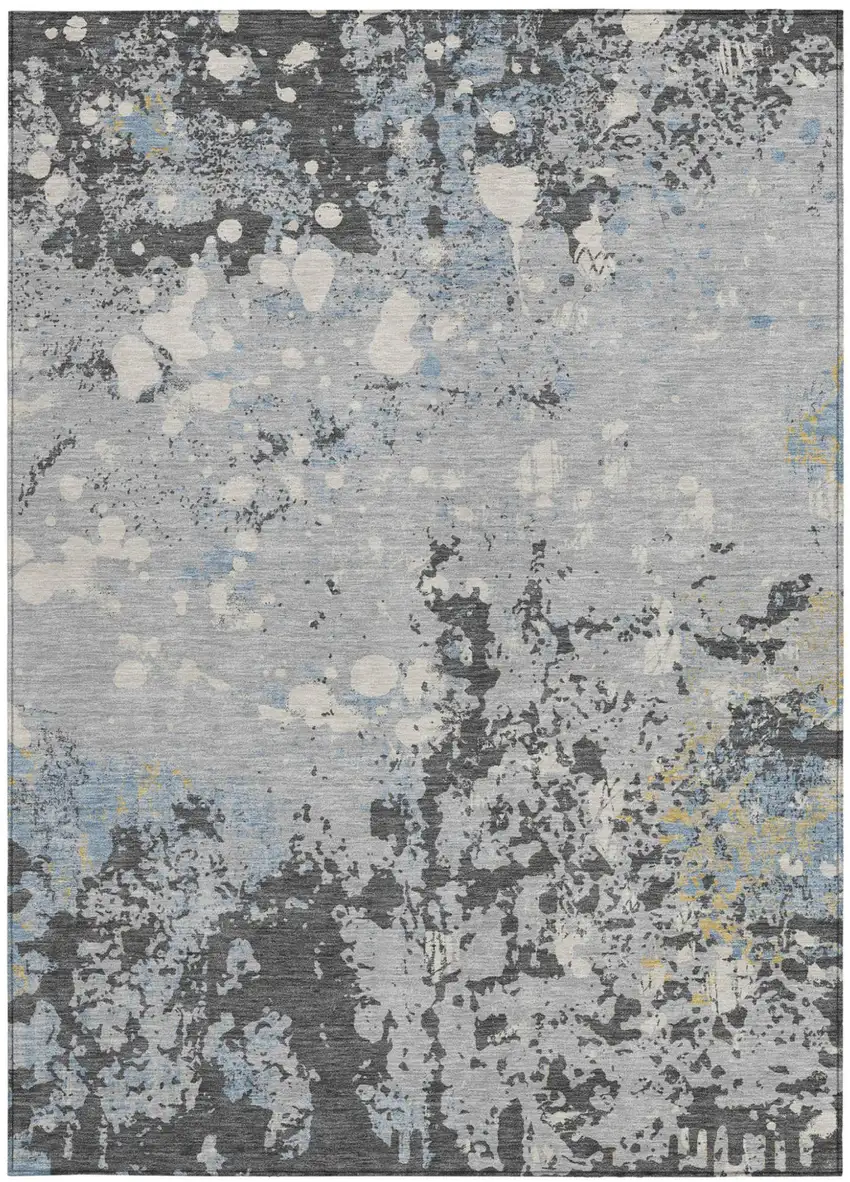 Pewter And Ivory Abstract Washable Indoor Outdoor Area Rug Photo 3