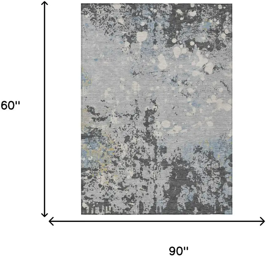 Pewter And Ivory Abstract Washable Indoor Outdoor Area Rug Photo 8