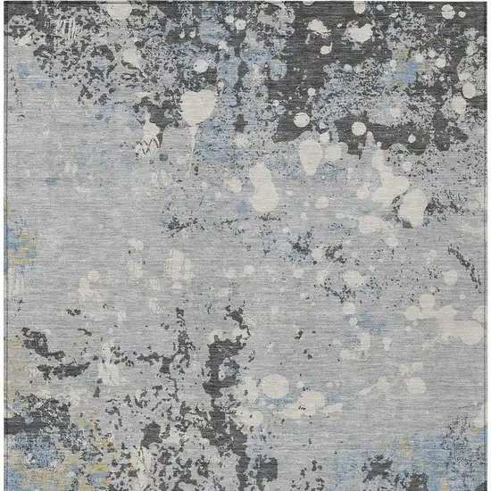 Pewter And Ivory Abstract Washable Indoor Outdoor Area Rug Photo 5