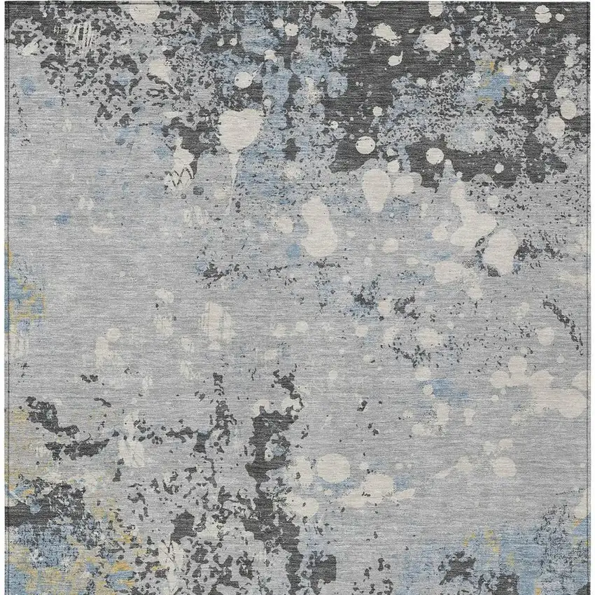 Pewter And Ivory Abstract Washable Indoor Outdoor Area Rug Photo 5