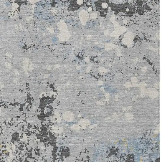 Pewter And Ivory Abstract Washable Indoor Outdoor Area Rug Photo 4
