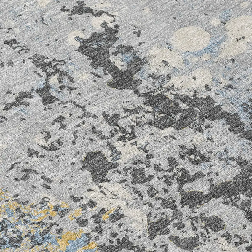 Pewter And Ivory Abstract Washable Indoor Outdoor Area Rug Photo 7