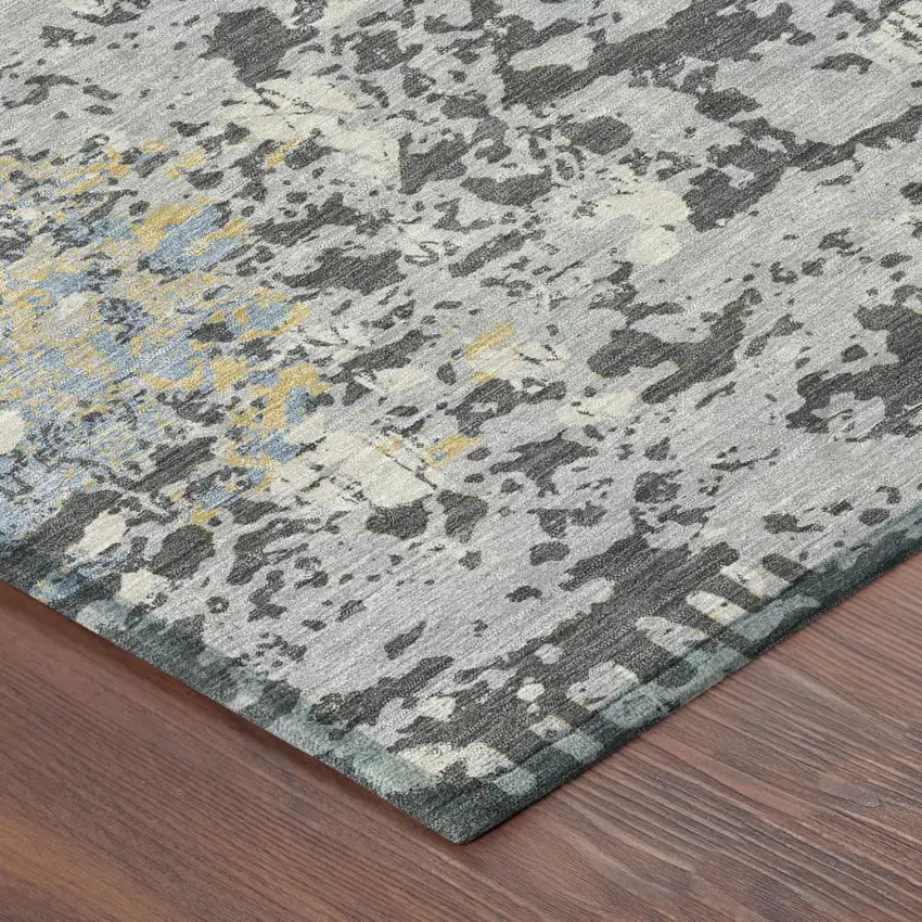 Pewter And Ivory Abstract Washable Indoor Outdoor Area Rug Photo 6