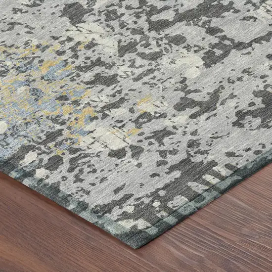 Pewter And Ivory Abstract Washable Indoor Outdoor Area Rug Photo 6