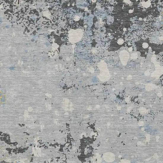 Pewter And Ivory Abstract Washable Indoor Outdoor Area Rug Photo 5