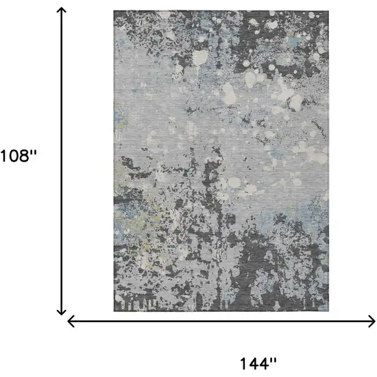 Pewter And Ivory Abstract Washable Indoor Outdoor Area Rug Photo 9