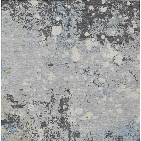 Pewter And Ivory Abstract Washable Indoor Outdoor Area Rug Photo 4