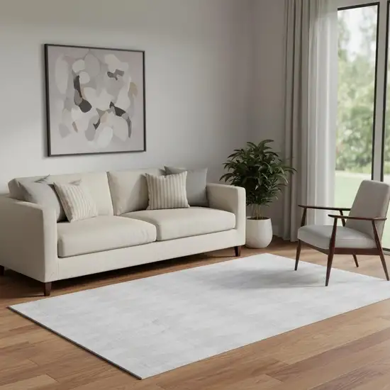 Pewter And Ivory Diamond Washable Area Rug With UV Protection Photo 1